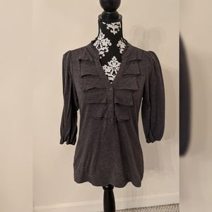 5/$25 Gray layered/ruffled collar shirt